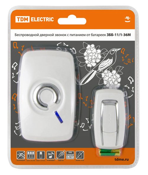 Купить TDM Звонок ЗББ-11/1-36М (беспр., бат.) SQ1901-0001