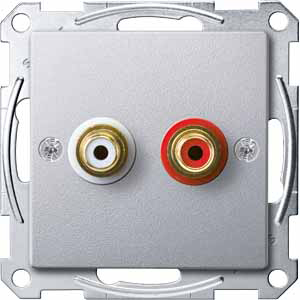 Купить SE Merten SM Алюминий Аудиорозетка с двумя гнездами тюльпан MTN4350-0460