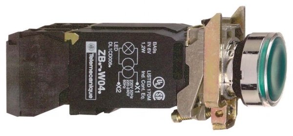 Купить SE XB4 Кнопка 22мм 230В с возвратом, с подсветкой XB4BW3345