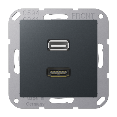 JUNG Мультимедиа разъём, матовый антрацит MAA1163ANM