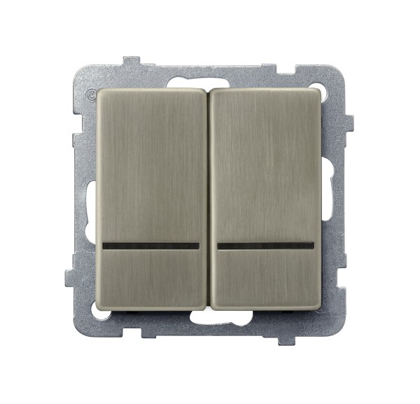 Ospel Sonata Медь (Новое серебро) Выключатель 2-клавишный с подсветкой, без рамки ŁP-2RMS/m/44