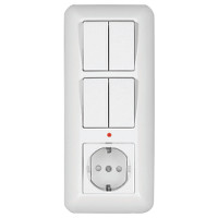 Купить Systeme Electric Wessen Прима внутр Бел Блок: Розетка с/з с защитными шторками +Выключатель 2-кл.+Выключатель 2-кл. 193x81x53 мм (в сборе)(опт.упак.)