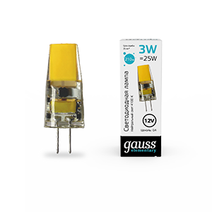 Gauss Лампа Elementary G4 12V 3W 210lm 4100K силикон LED 1/20/200 18723