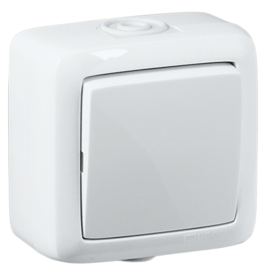 Hegel Альфа наруж Белый ВА10-211 Выключатель 1-клавишный, брызгозащищенный