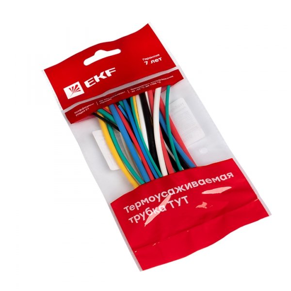 EKF PROxima Набор ТУТ нг: 6 цветов по 5шт. Разного диаметра (1/0,5; 1,5/0,75; 2/1; 2,5/1,25; 3/1,5) 100мм.
