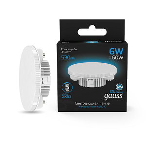 Gauss Лампа GX53 6W 530lm 6500K LED 108008306