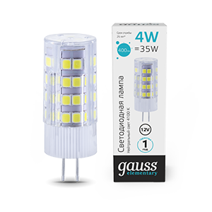 Gauss Лампа Elementary G4 12V 4W 400lm 4100K керамика LED 10724