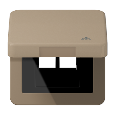 JUNG Накладка и крышка для двойных UAE розеток с символом "сеть" металл золотая бронза CD590KLLANGB