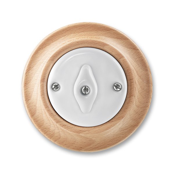 ABB Decento Белый фарфор/Натуральное дерево "Бук" Переключатель поворотный 2CHK600634C4050