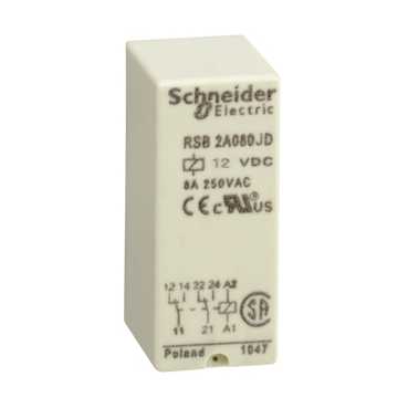 Купить SE Реле интерфейсное, 2 перекидных контакта, 12В пост. ток RSB2A080JD