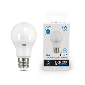 Gauss Лампа Elementary A60 7W 560lm 6500K E27 LED 23237A