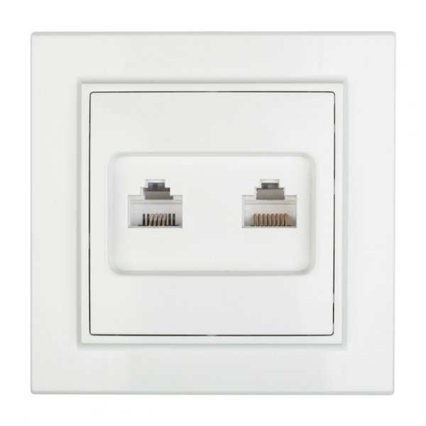 EKF Basic Минск Белый Розетка RJ-45+RJ-11, СП