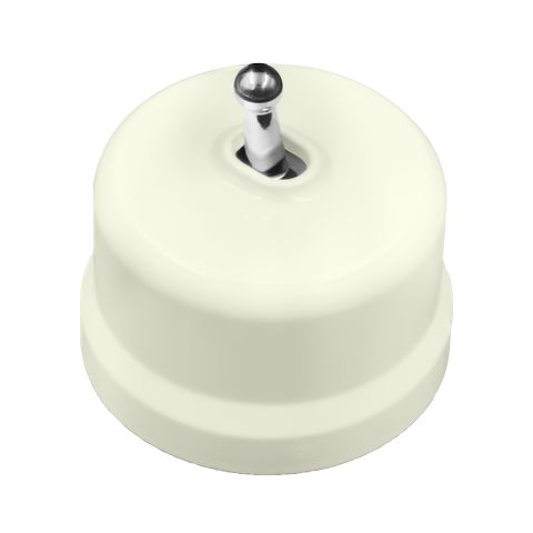 BIRONI Лизетта Пластик Слоновая кость Выключатель 1-кл (тумблерный), ручка Серебро B1-230-211-S