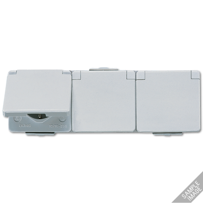 JUNG Штепсельная розетка SCHUKO для накладного монтажа тройная горизонтальная IP44 623NAW