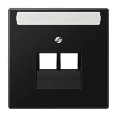 JUNG LS 990 Черный матовый Плата для двух модулей с полем для надписи, фиксация винтом LS969-2NAUASWM