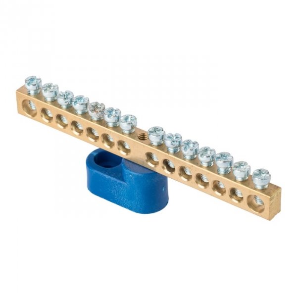 EKF PROxima Шина "0" N (6х9мм) 14 отверстий латунь синий угловой изолятор