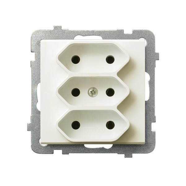 Ospel Sonata Бежевый Розетка 3-я (в одну коробку) для узких вилок б/з EURO, без рамки GP-3R/m/27