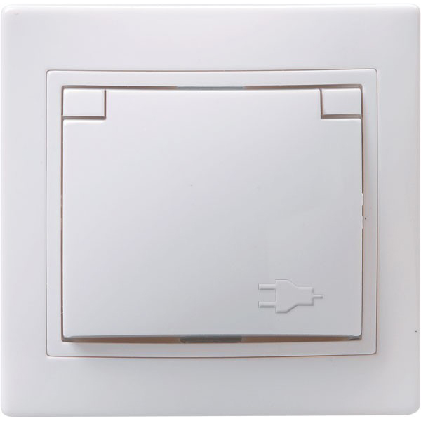 Купить IEK KVARTA РСбш10-3-КБ Розетка 1местн. c з/к с защ. штор. с крышкой 16А (белый)