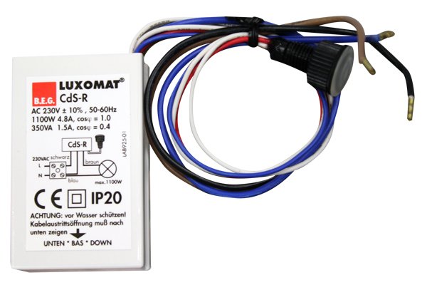 BEG Белый Выключатель сумеречный  с выносным сенсором освещенности, скрытый монтаж, IP44 CdS-R 92365