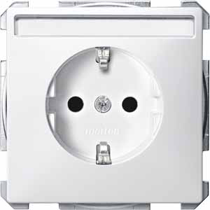 Купить SE Merten SD Полярно-Бел Розетка Schuko с/з, шторками и полем для надписи (MTN2302-4019)