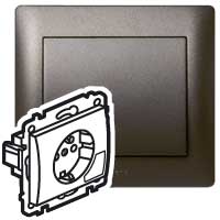 Legrand Galea Life Темная Бронза Розетка с/з, с выталкивателем 771224