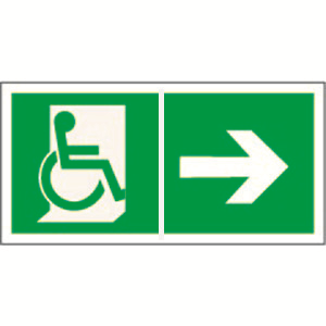 Белый свет Знак безопасности PS-50206.E73"Напр. движения к эвакуац. выходу МГН направо" a18544