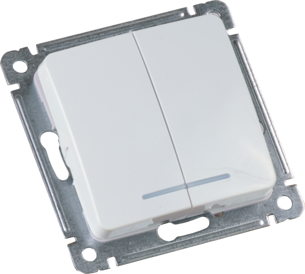 Hegel Мастер внутр Белый ВС10-452 Выключатель 2-клавишный, с индикацией, механизм