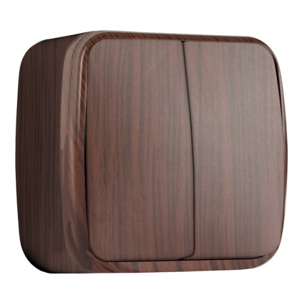 EKF Basic Минск Темное дерево Выключатель 2-кл, 10А, ОП