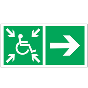 Белый свет Знак безопасности BL-3015B.E76"Напр.движ. к пункту сбора(безоп.зоне)МГН направо" a18376