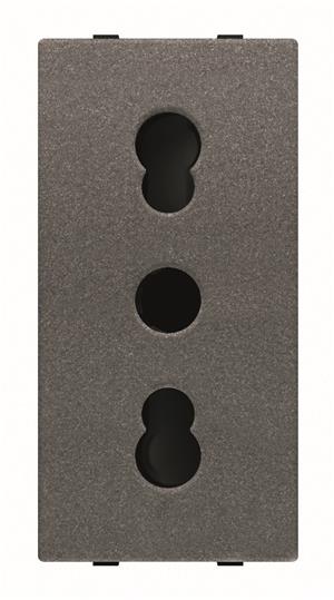 ABB Zenit Механизм розетки ITA стандарта с заземлением (2P+E), 1M, 16А / 127В, серебристый 2CLA213300N1301