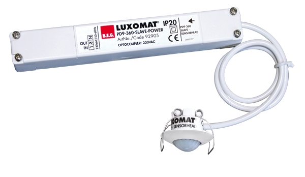 BEG Белый Мини-датчик SLAVE потолочный 360°, с выносным блоком, диаметр действия 10м. IP20 92905