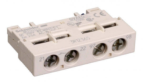 SE GV2 Контакт фронтальный сигнализации аварийного отключения(НО)+доп. контакт мгновенного действия GVAED101