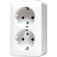 JUNG Штепсельная розетка SCHUKO для накладного монтажа, 16A 250V ~ сдвоенная белая 6020KIAWW