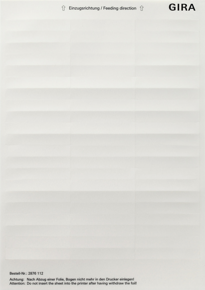 Gira Листы для надписей 11,7x66,3 мм 2876112