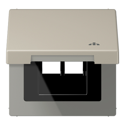 JUNG Накладка и крышка для двойных UAE розеток с символом "сеть" металл нержавеющая сталь ES2990KLLAN