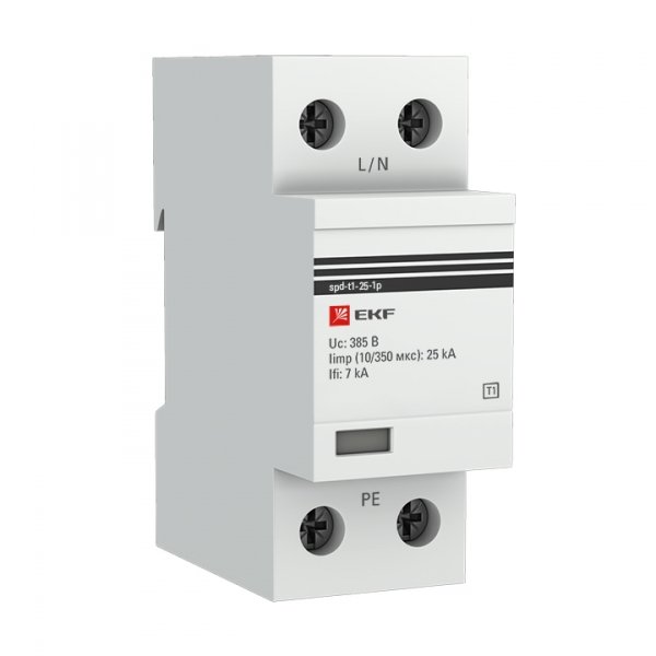 EKF PROxima Устройство защиты от импульсных перенапряжений Тип 1 Iimp 25kA (10/350?s) 1P spd-t1-25-1p