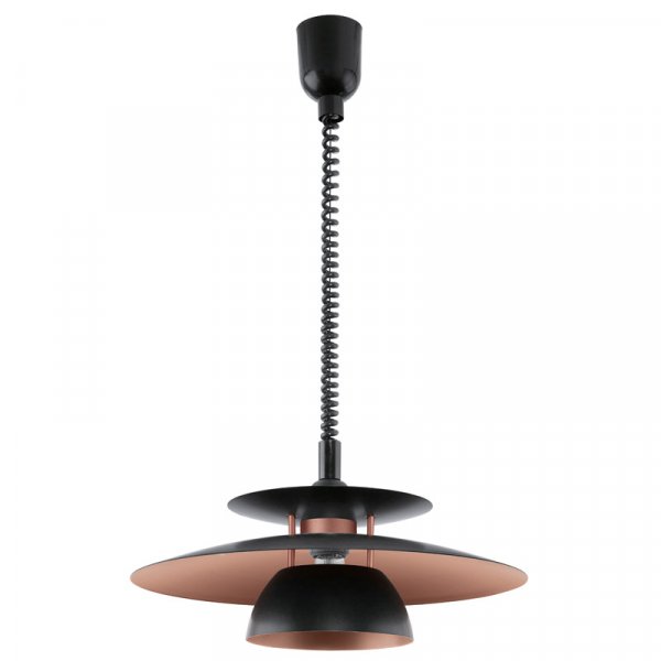 Eglo 31666 Подвес BRENDA, 1X60W (E27), пластик, сталь, черный/черный, медный, черный кабель