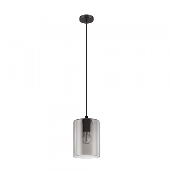 Eglo 98585 Подвес CADAQUES 1, 1х40W (E27), 160, H1100, cталь, черный /дымчатое стекло, черный-прозрачный