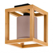 Eglo 390105 Потолочный светильник GRANADOS, 1x40W, E27, L300, B300, H250, сталь, дерево, черный, коричневый/текстиль, капучино, белый