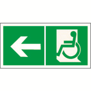 Белый свет Знак безопасности PS-50206.E72"Напр. движения к эвакуац.  выходу МГН налево" a18543