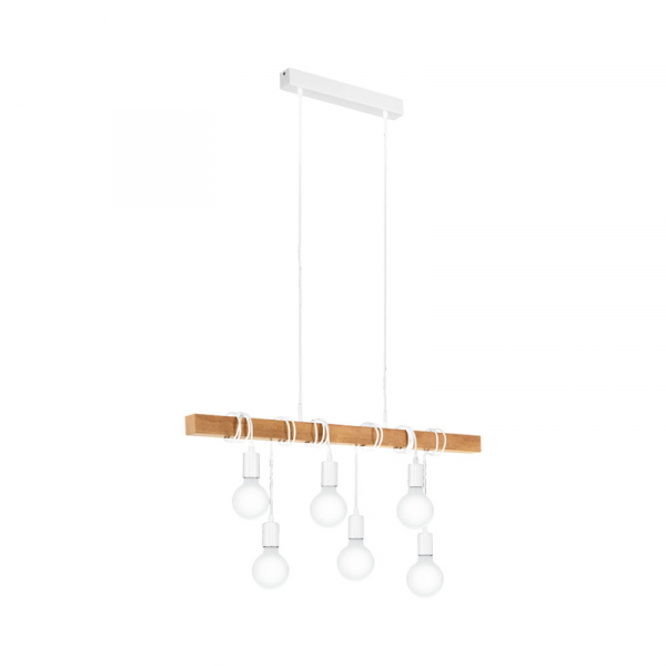 Eglo 33165 Подвес TOWNSHEND, 6х60W (E27), L1000, B100, H1100, сталь, белый/дерево, коричневый