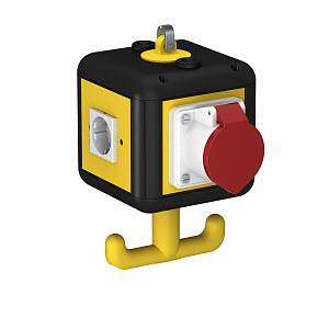 Купить OBO Bettermann Блок питания подвесной VH-4 укомплектованный розетками, 140x140x252 мм, черно-желтый 6109804