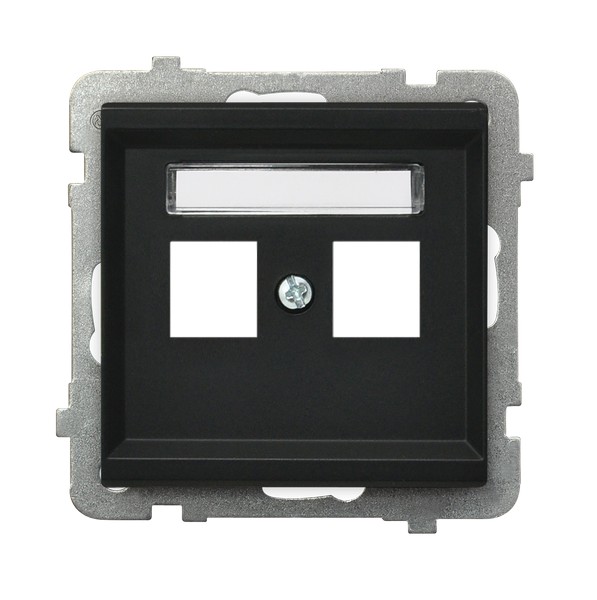 Ospel Sonata Черный металлик Накладка компьютерной розетки 2-й, без рамки GPK-2R/p/33