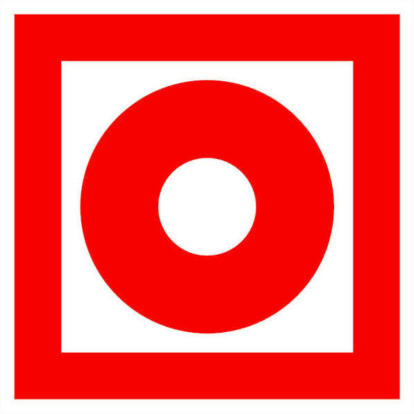 Знак наклейка F10 "Кнопка включения установок (систем) пожарной автоматики" (200x200) ГОСТ 12.4.026-2015 EKF PROxima