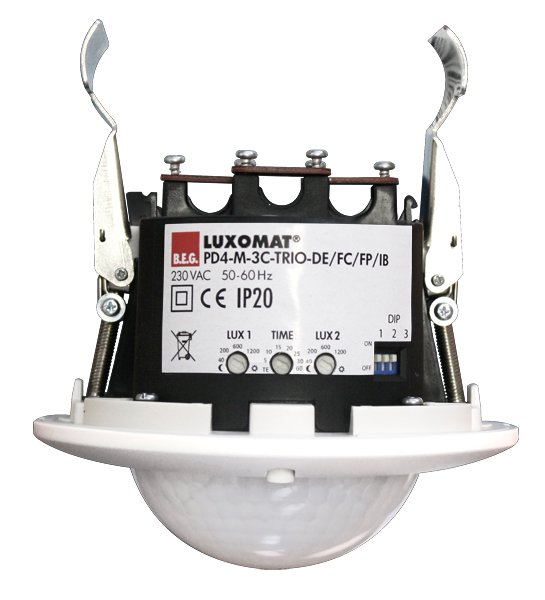 BEG Белый Датчик присутствия потолочный 360°, трёхканальный, диаметр действия 24м IP20 92745