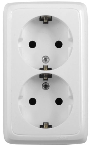 Hegel Альфа наруж Белая РА16-155 Розетка с/з двойная, с монт. пластиной
