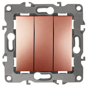 ЭРА 12-1107-14 Выключатель тройной, 10АХ-250В, IP20, 12, Медь Б0019301