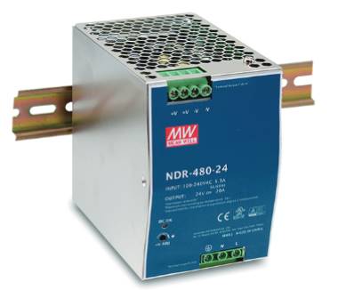 Varton Источник питания на DIN-рейку 24 В,20 А,480 Вт, MEANWELL, I класс защиты, 85,5х125,2х128,5мм NDR-480-24