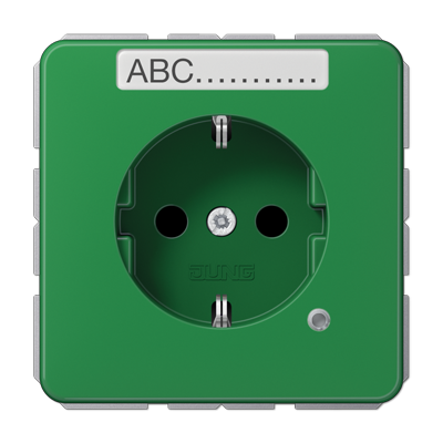 JUNG SCHUKO-розетка с полем для надписи и индикатором, зелёная CD1520BFNAKOGN