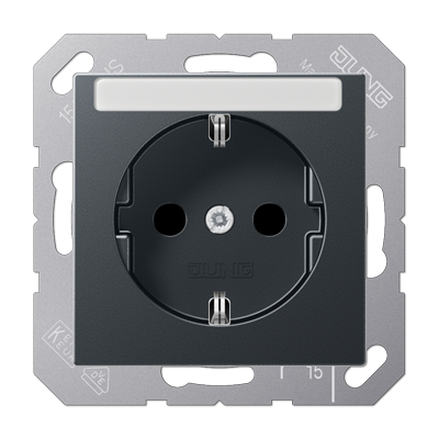 JUNG Розетка SCHUKO® 16A 250V с полем для надписи термопласт матовый антрацит A1520BFNAANM